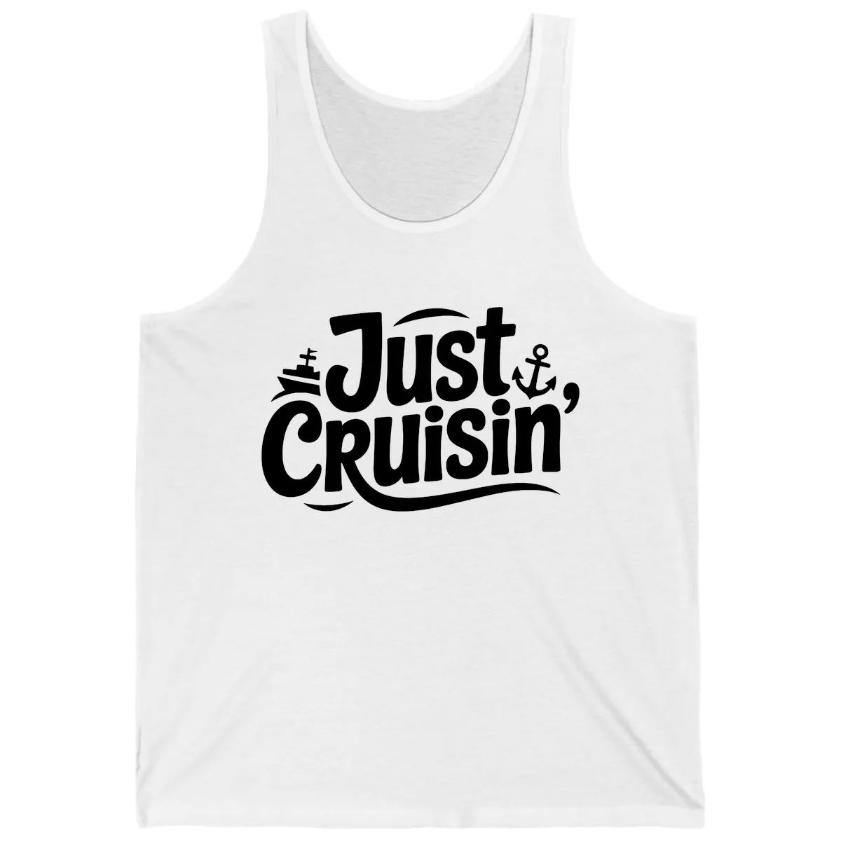 Just Cruisin' with Ship and Anchor Tank in White