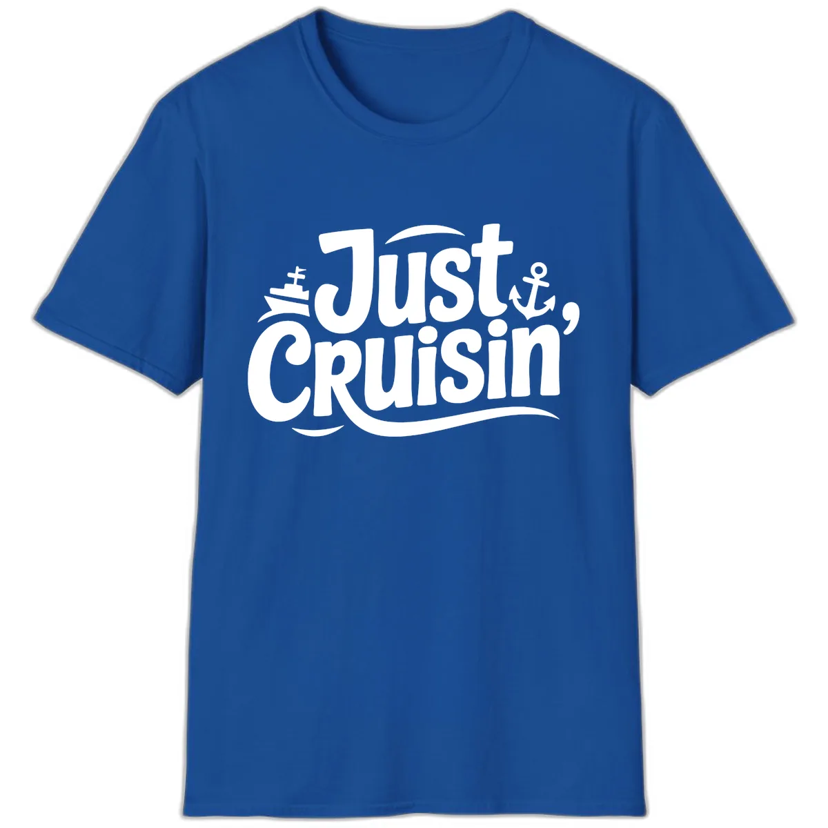 Just Cruisin' with Ship and Anchor T-Shirt in Royal