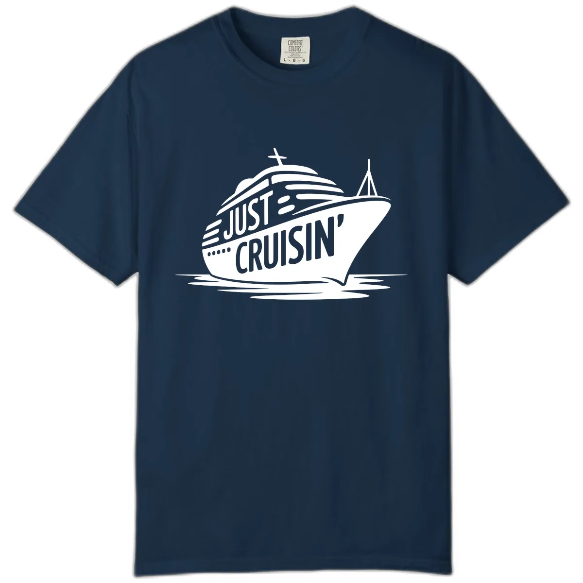Just Cruisin' Cruise Ship Design Comfort Color in True Navy