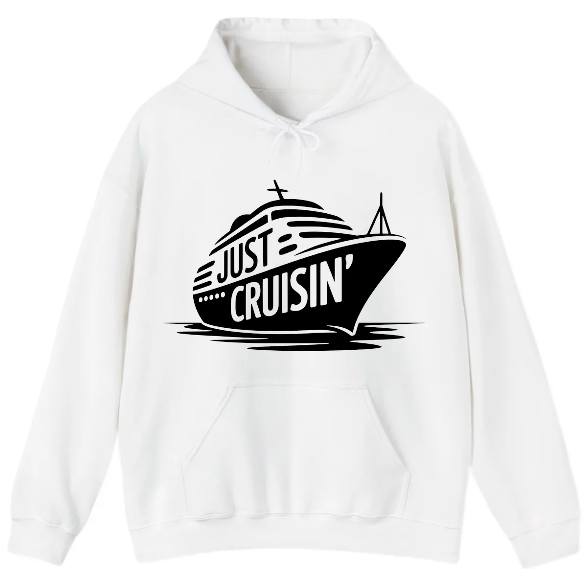 Just Cruisin' Cruise Ship Design Hoodie in White