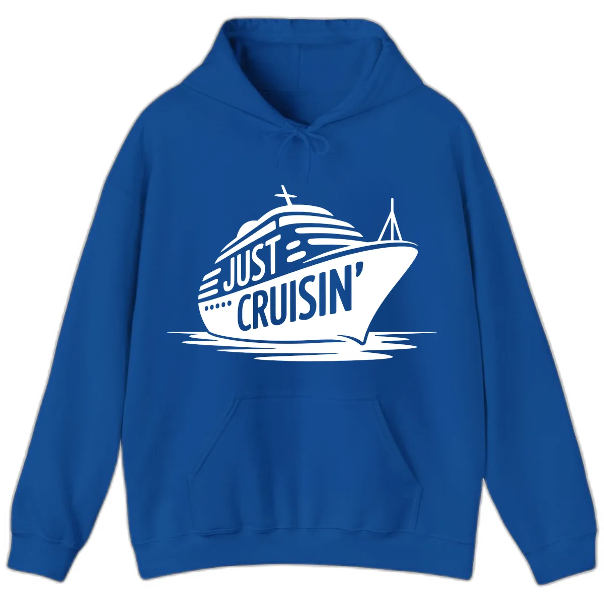 Just Cruisin' Cruise Ship Design Hoodie in Royal