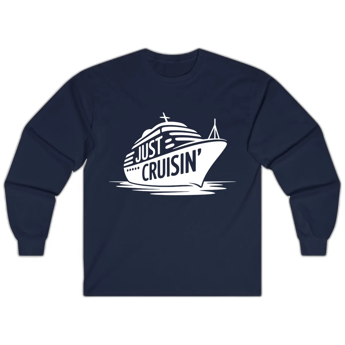 Just Cruisin' Cruise Ship Design Long Sleeve in Navy