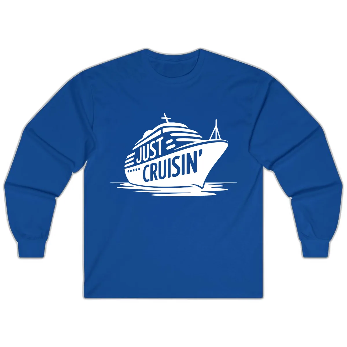 Just Cruisin' Cruise Ship Design Long Sleeve in Royal