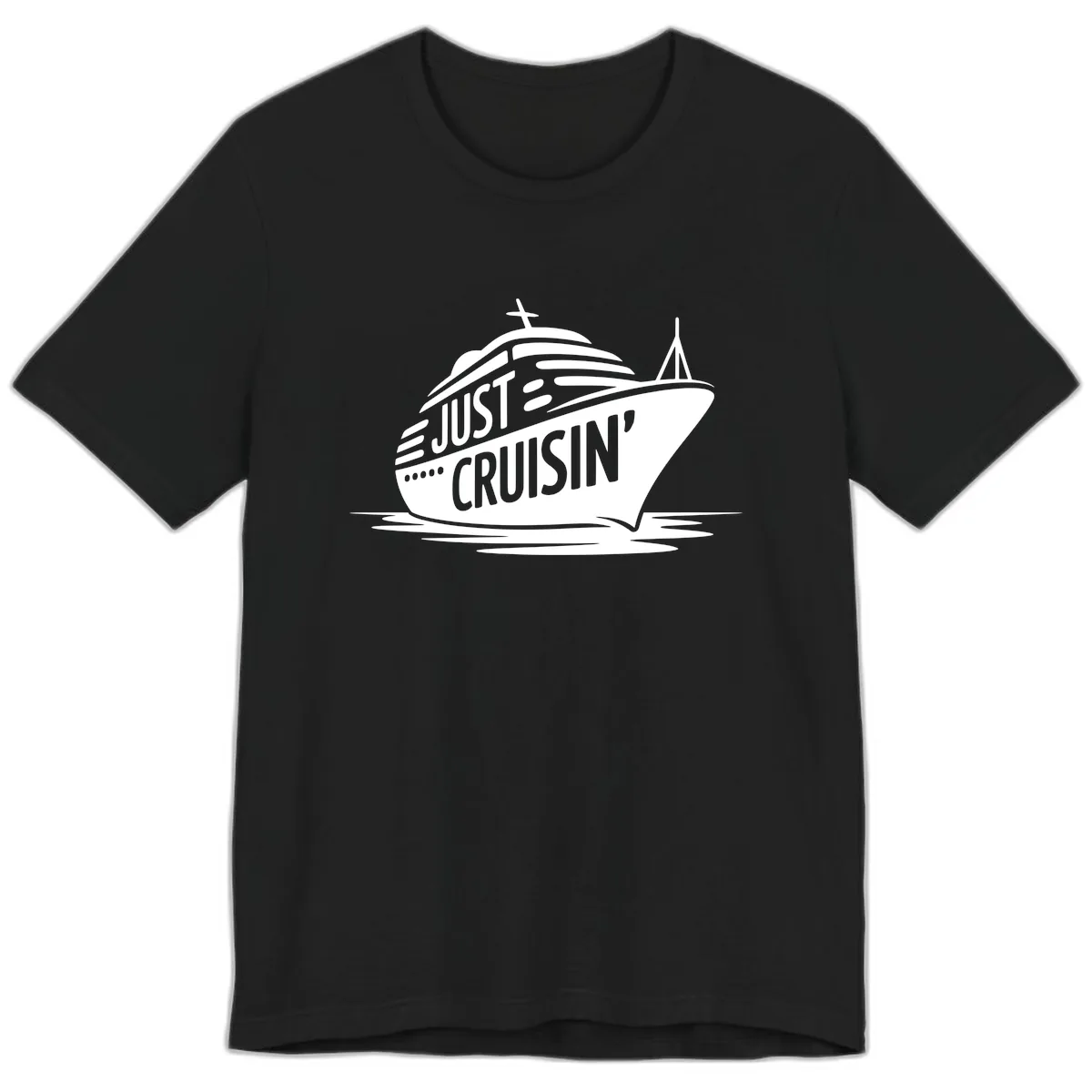 Just Cruisin' Cruise Ship Design Premium T-Shirt in Black