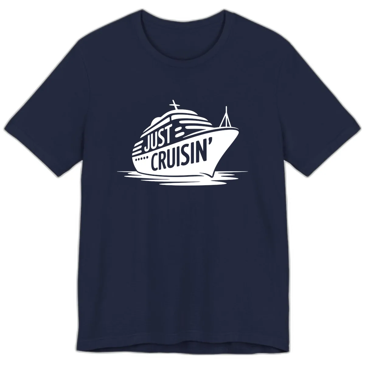 Just Cruisin' Cruise Ship Design Premium T-Shirt in Navy
