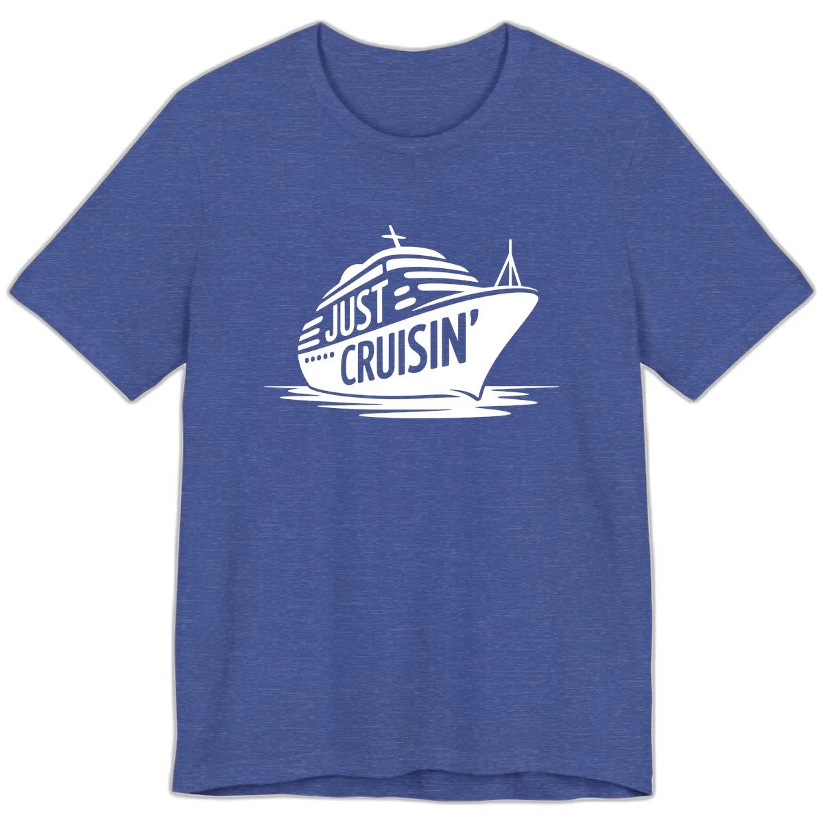 Just Cruisin' Cruise Ship Design Premium T-Shirt in Heather True Royal