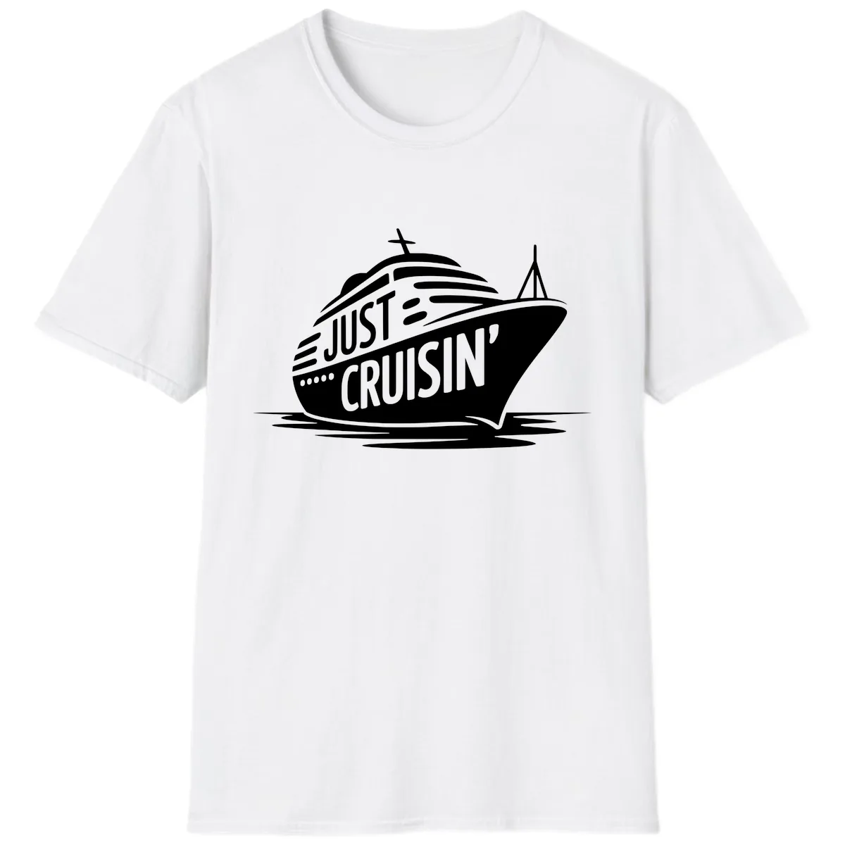 Just Cruisin' Cruise Ship Design T-Shirt in White