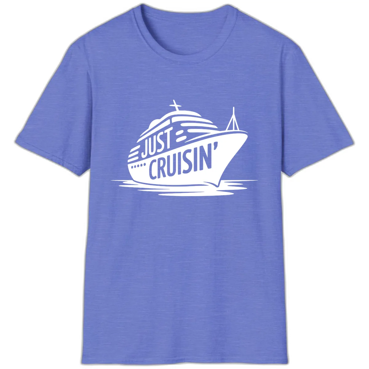 Just Cruisin' Cruise Ship Design T-Shirt in Heather Royal