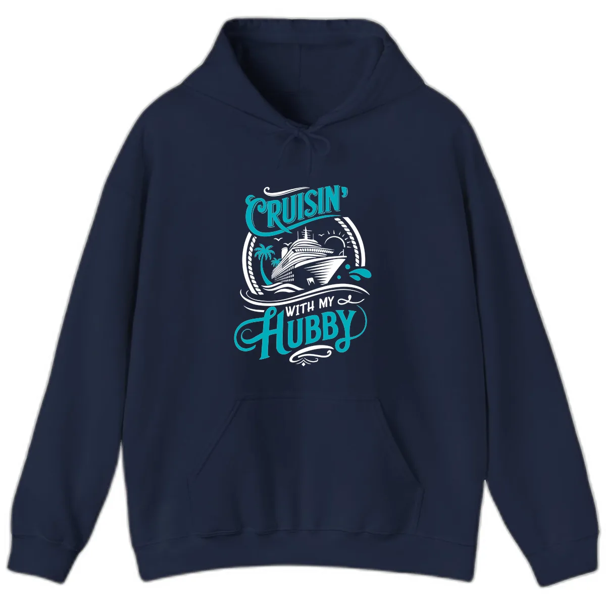 Cruisin With My Hubby Cruise Ship Design Hoodie in Navy