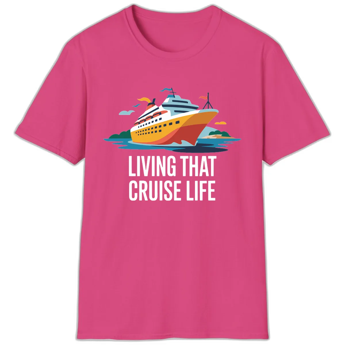 Living That Cruise Life T-Shirt in Heliconia