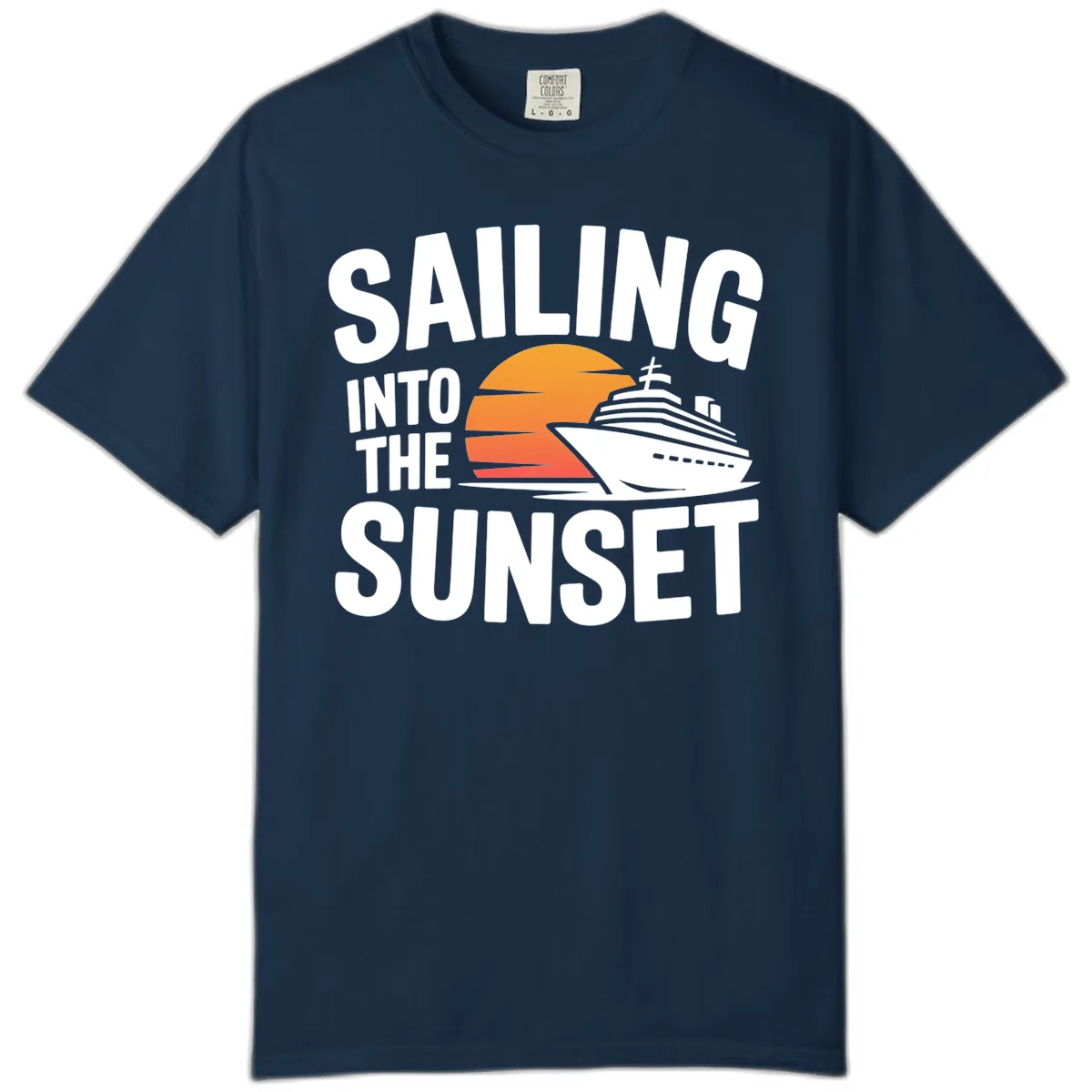 Sailing Into The Sunset Cruise Design Comfort Color in True Navy