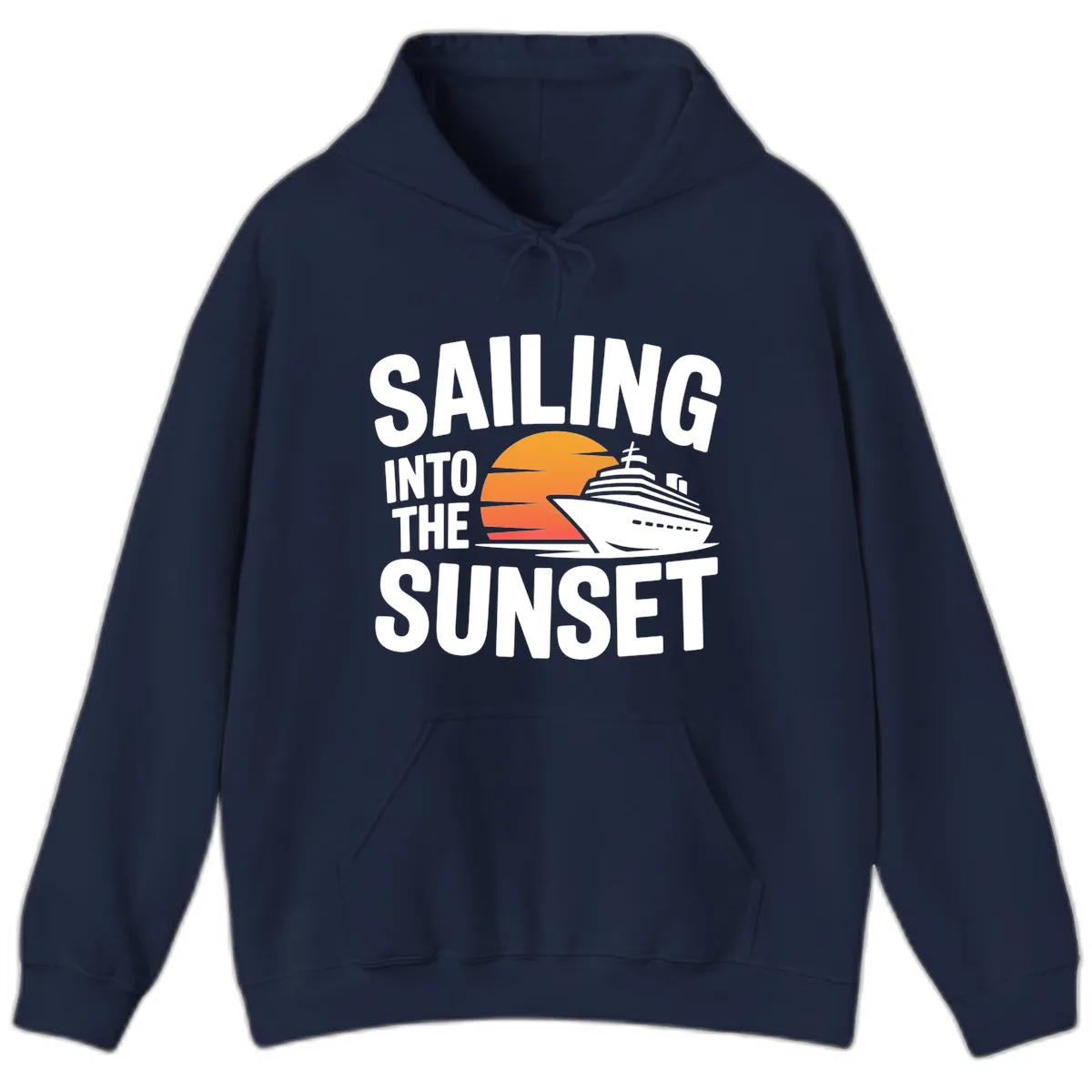 Sailing Into The Sunset Cruise Design Hoodie in Navy
