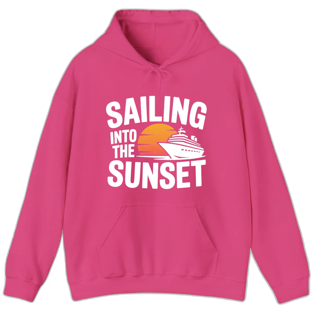 Sailing Into The Sunset Cruise Design Hoodie in Heliconia