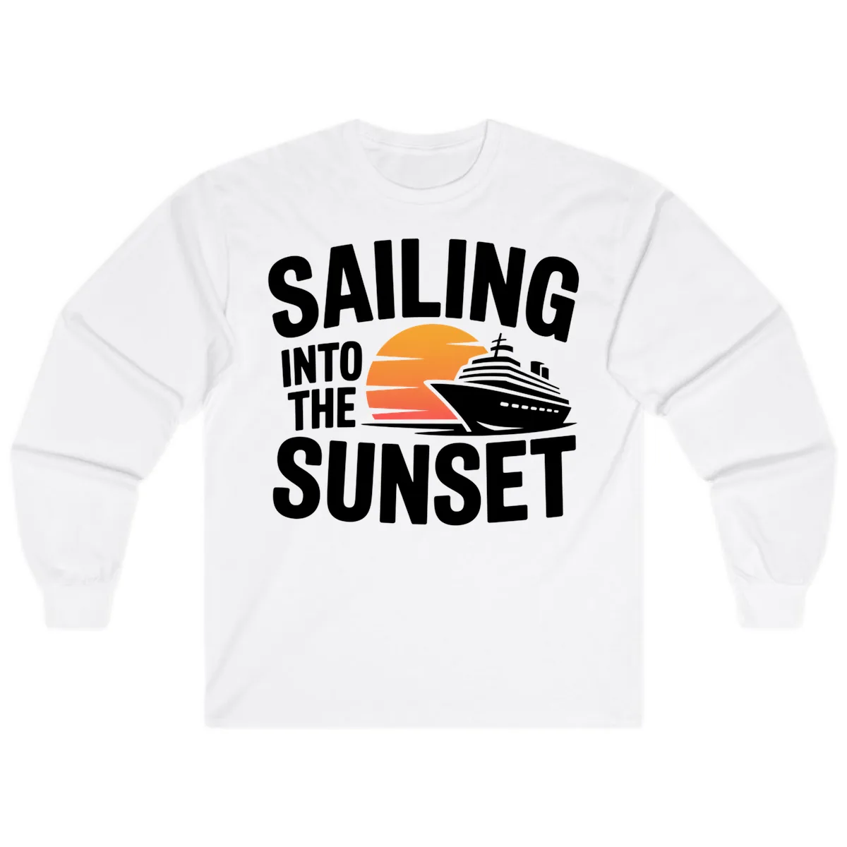 Sailing Into The Sunset Cruise Design Long Sleeve in White
