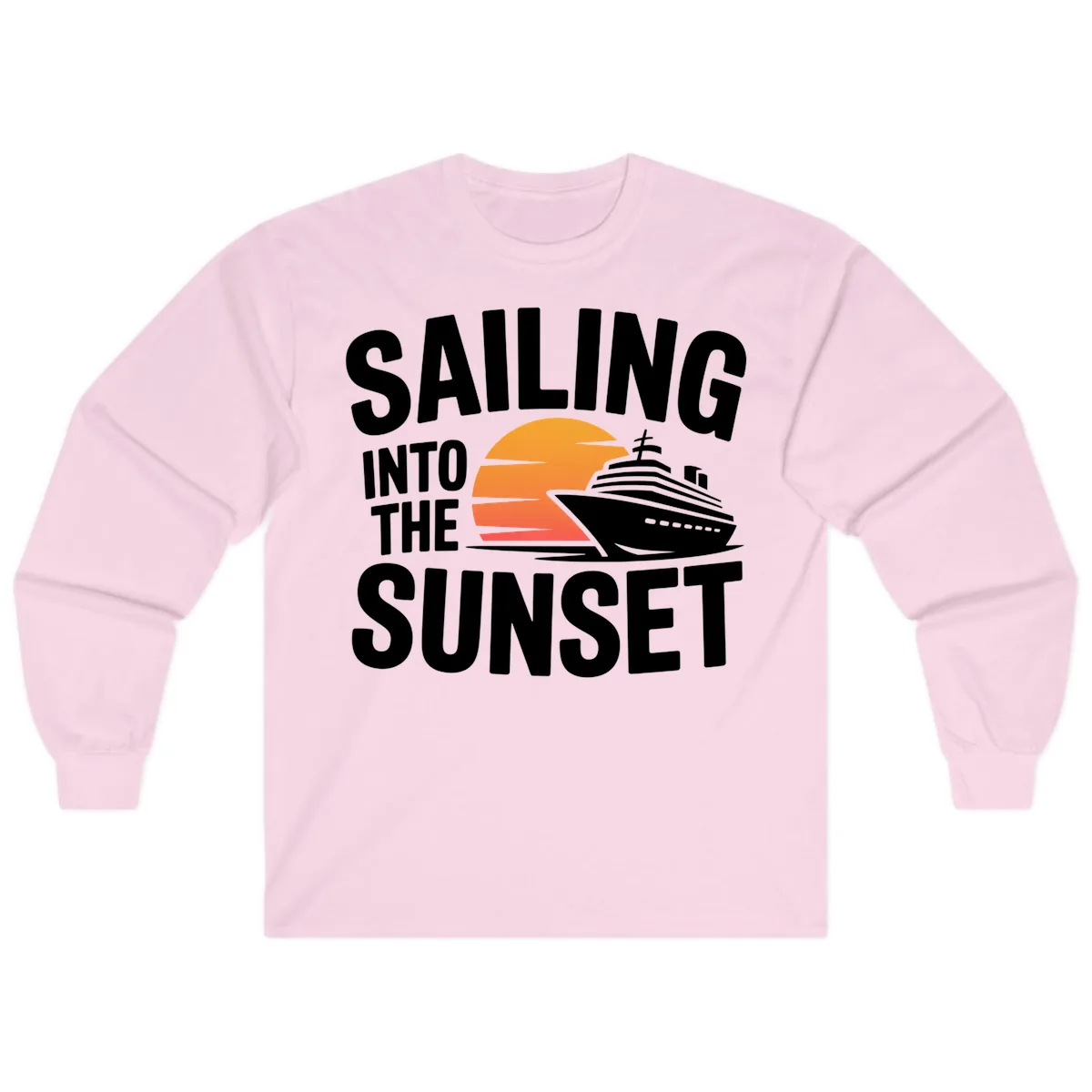 Sailing Into The Sunset Cruise Design Long Sleeve in Light Pink
