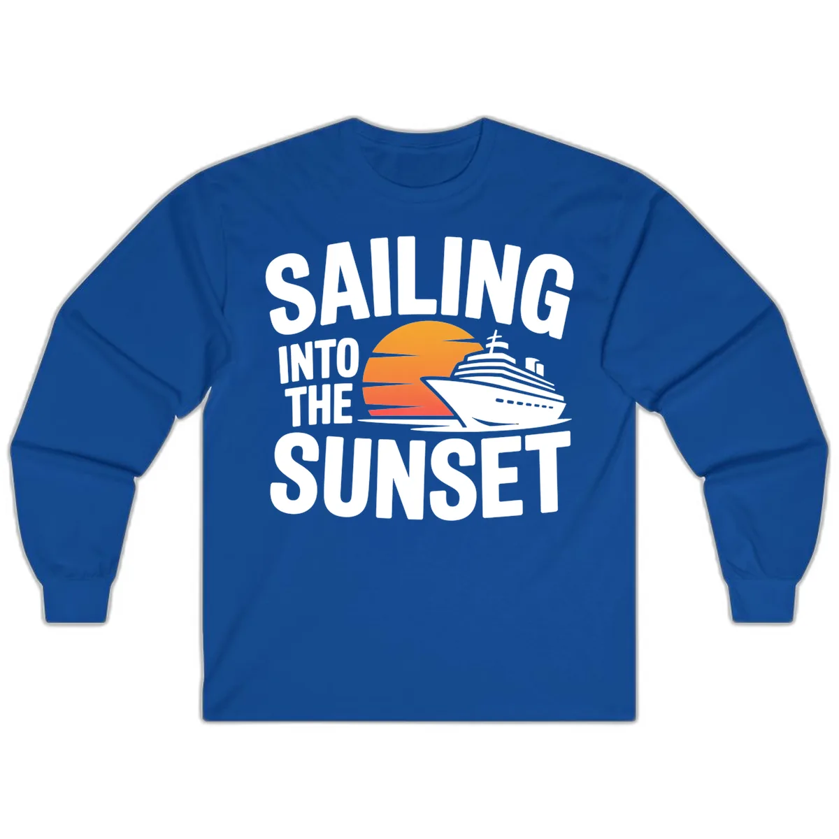Sailing Into The Sunset Cruise Design Long Sleeve in Royal