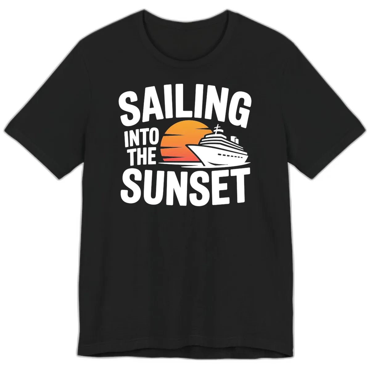 Sailing Into The Sunset Cruise Design Premium T-Shirt in Black