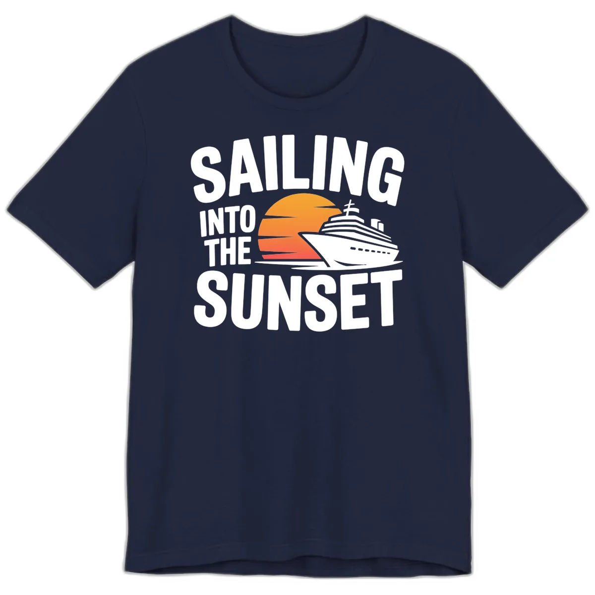 Sailing Into The Sunset Cruise Design Premium T-Shirt in Navy