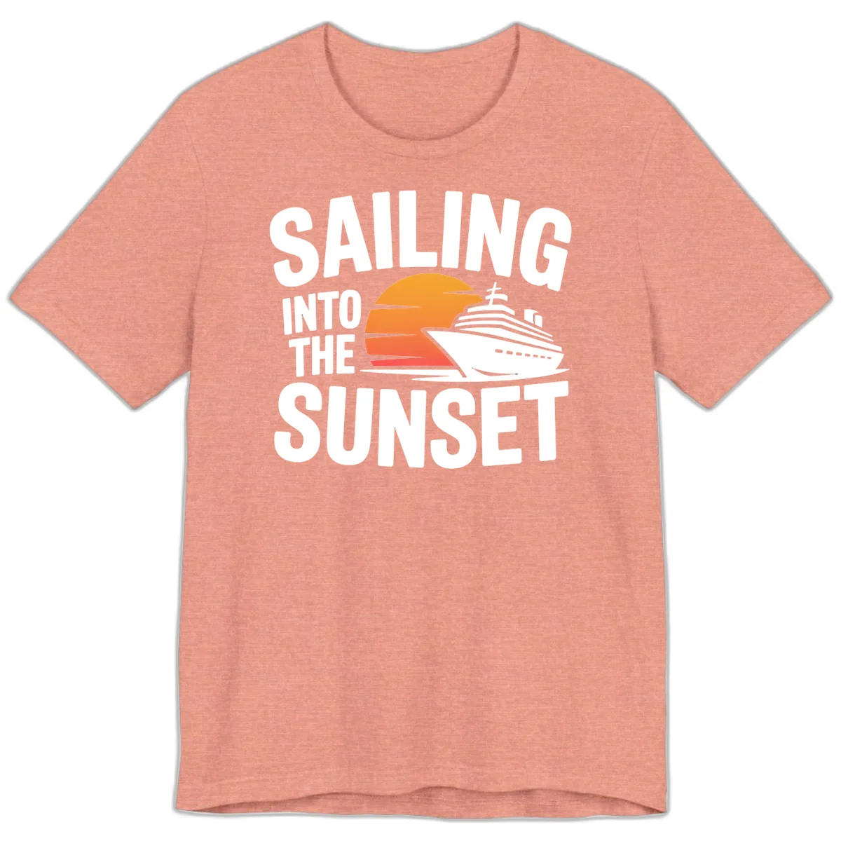 Sailing Into The Sunset Cruise Design Premium T-Shirt in Heather Sunset