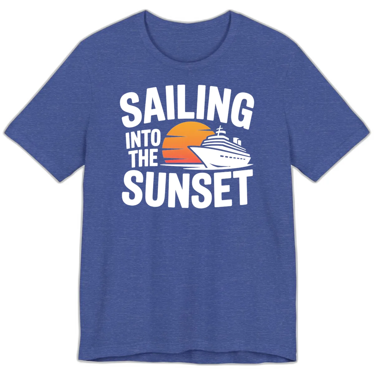 Sailing Into The Sunset Cruise Design Premium T-Shirt in Heather True Royal