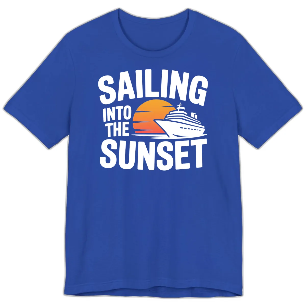 Sailing Into The Sunset Cruise Design Premium T-Shirt in True Royal