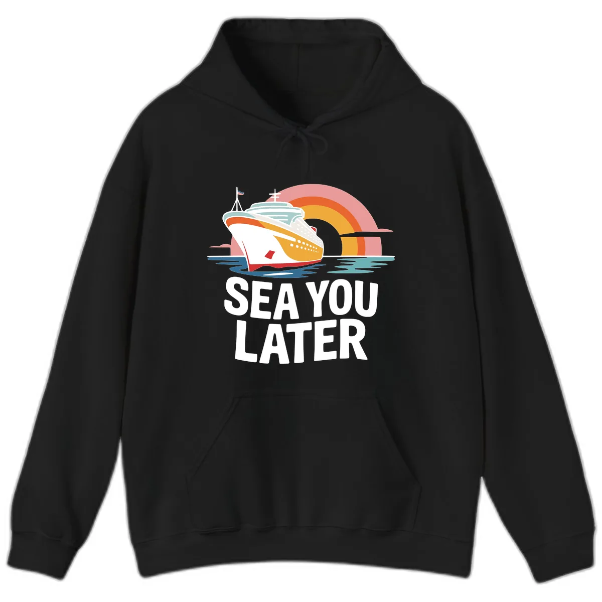 Sea You Later Cruise Ship Hoodie in Black