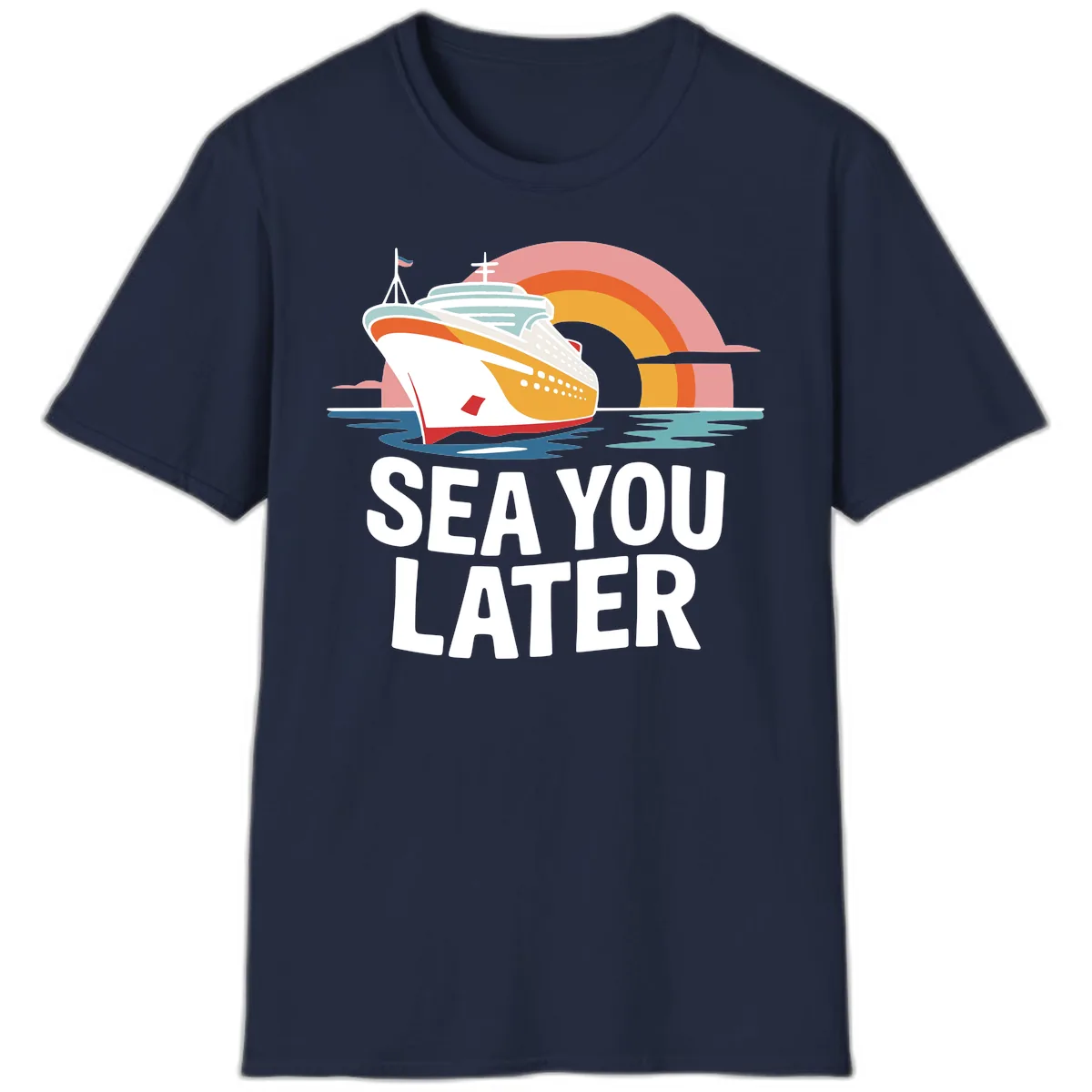 Sea You Later Cruise Ship T-Shirt in Navy