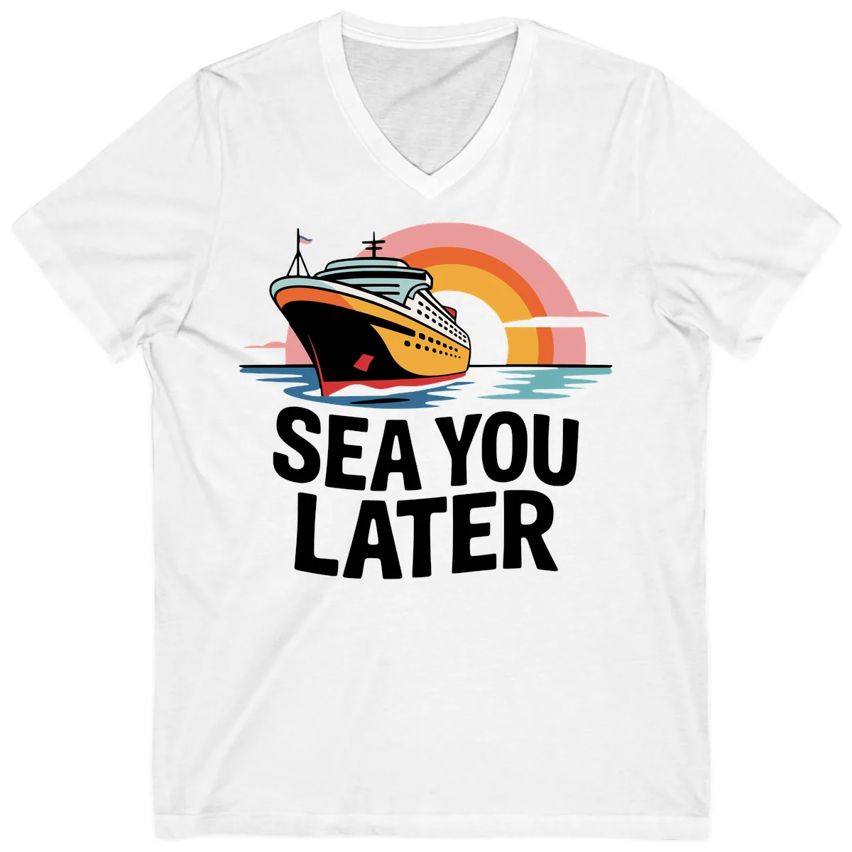 Sea You Later Cruise Ship V-Neck in White