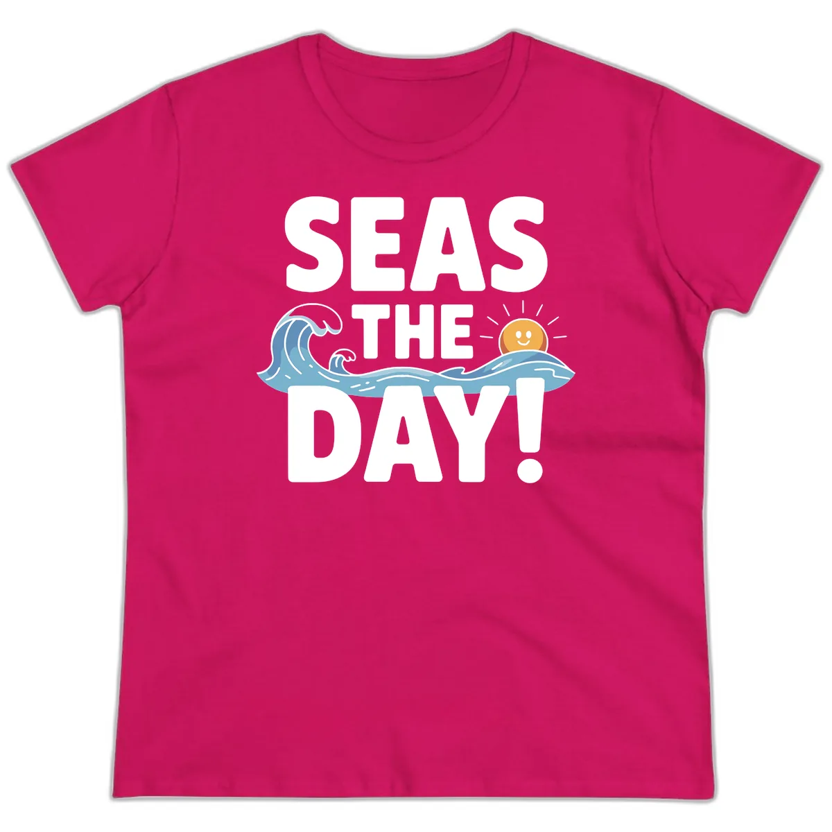 Seas The Day Cruise Design Ladies Tee in Heliconia