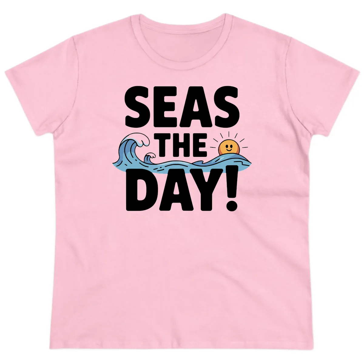 Seas The Day Cruise Design Ladies Tee in Light Pink