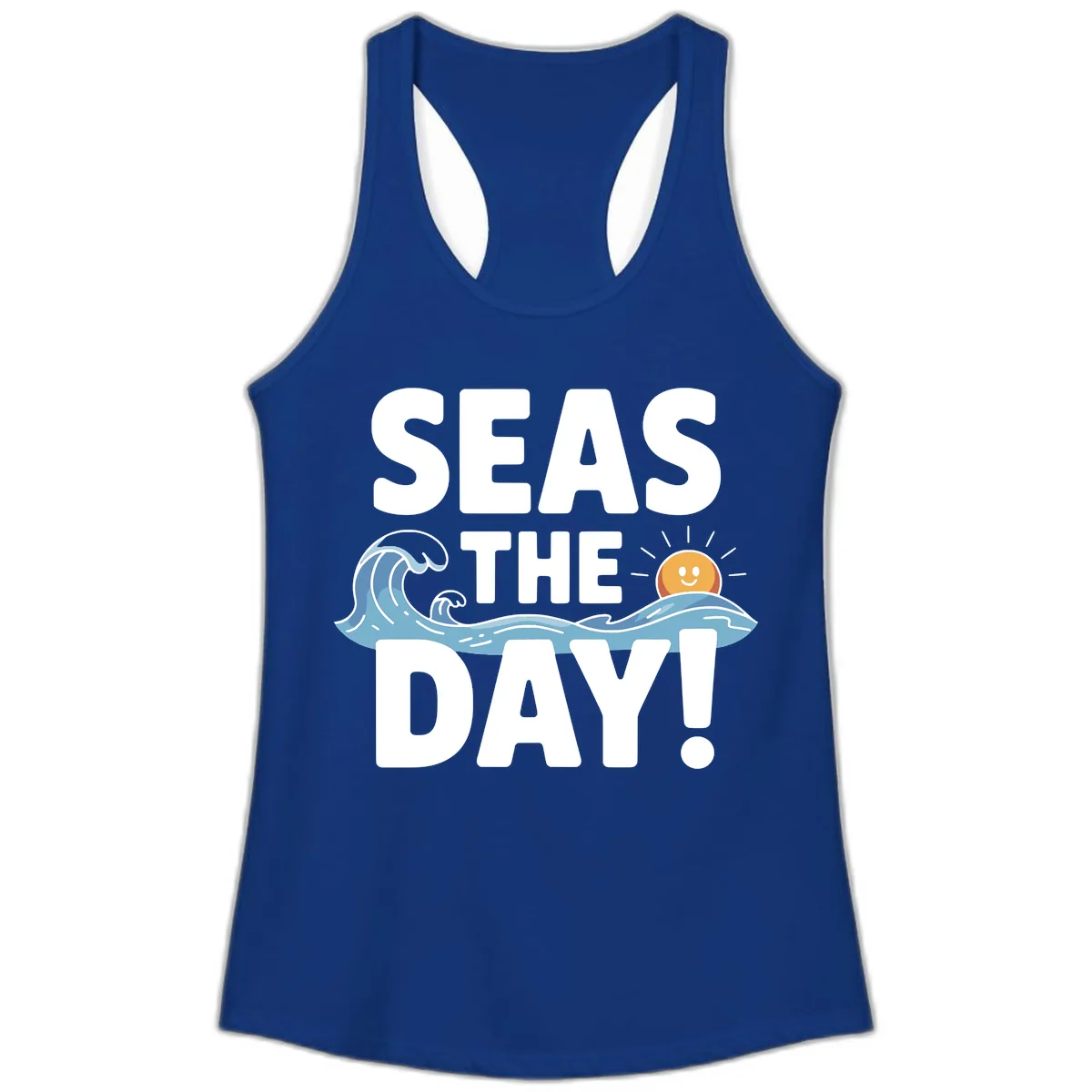 Seas The Day Cruise Design Ladies Tank in Solid Royal