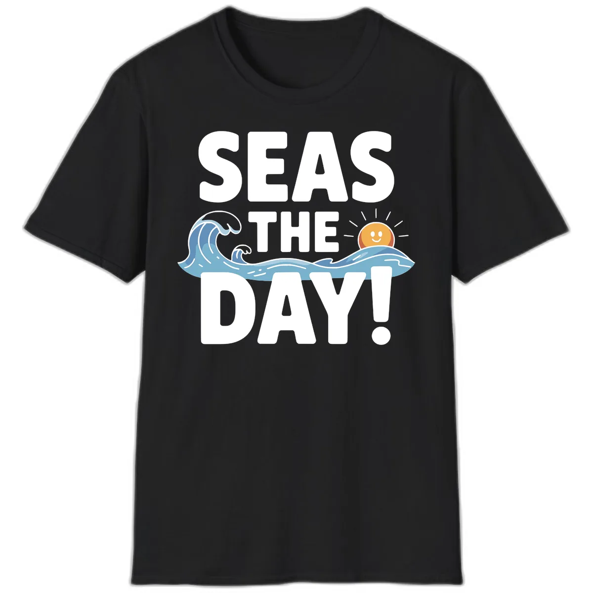Seas The Day Cruise Design T-Shirt in Black