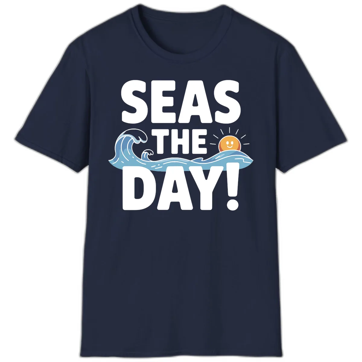 Seas The Day Cruise Design T-Shirt in Navy