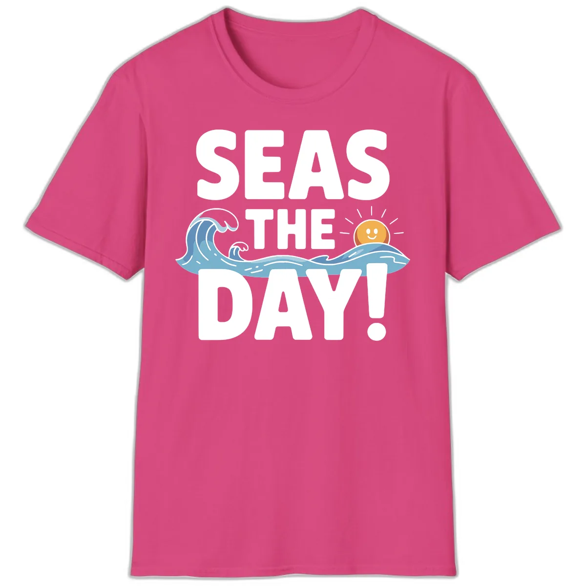 Seas The Day Cruise Design T-Shirt in Heliconia