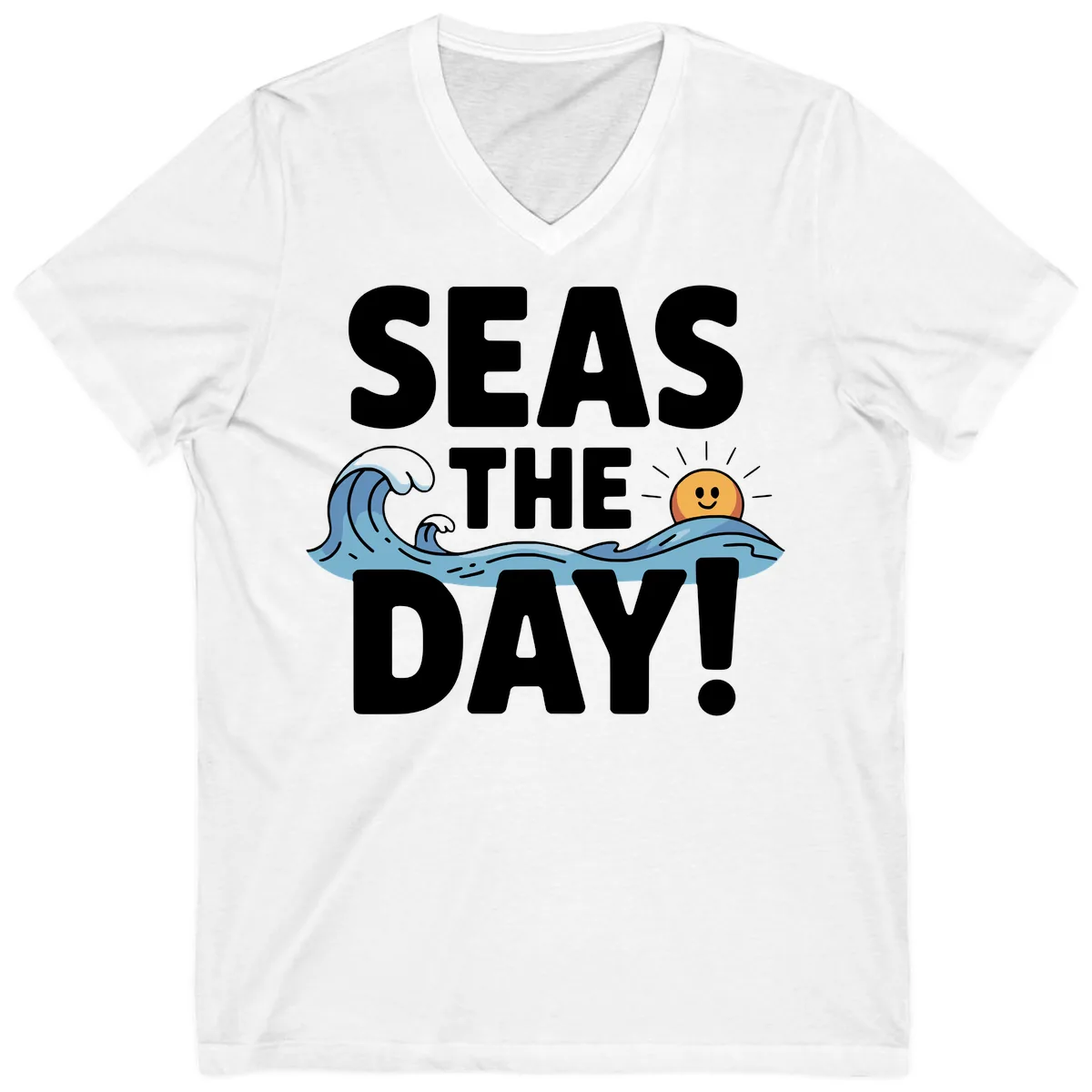 Seas The Day Cruise Design V-Neck in White