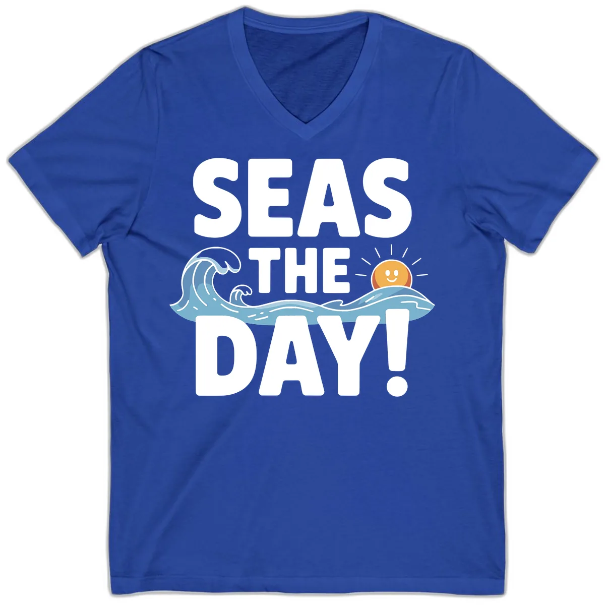 Seas The Day Cruise Design V-Neck in True Royal