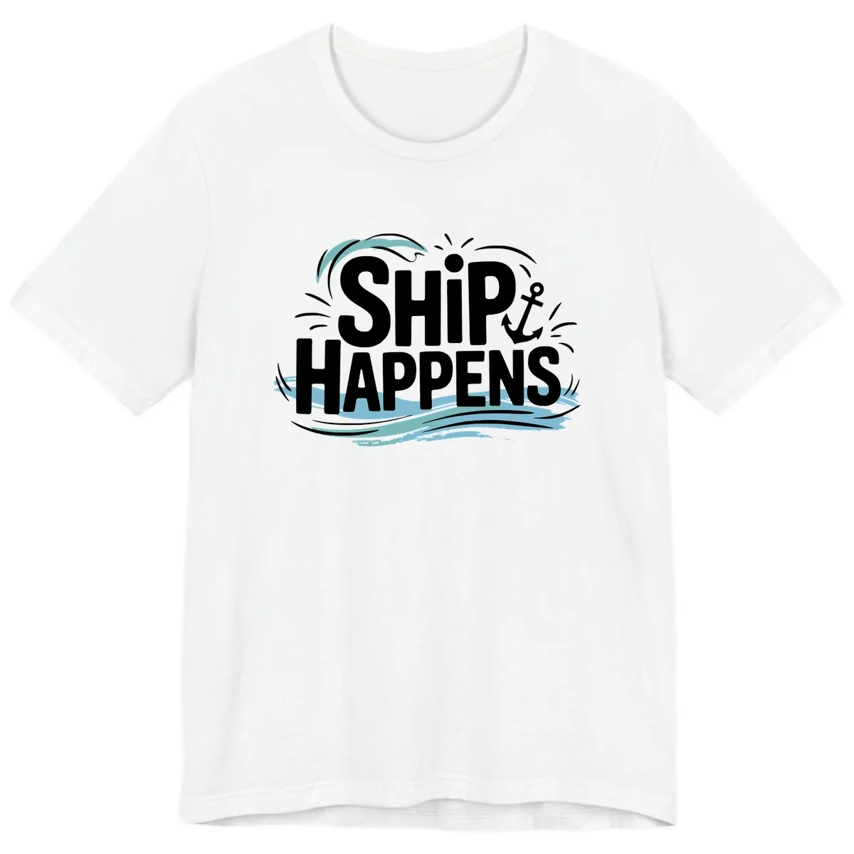 Ship Happens Nautical Text Design Premium T-Shirt in White