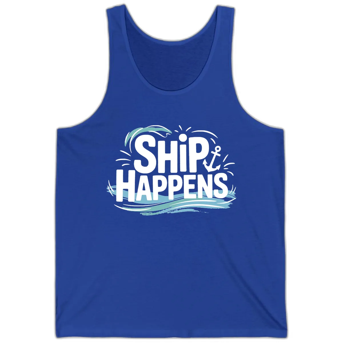 Ship Happens Nautical Text Design Tank in True Royal