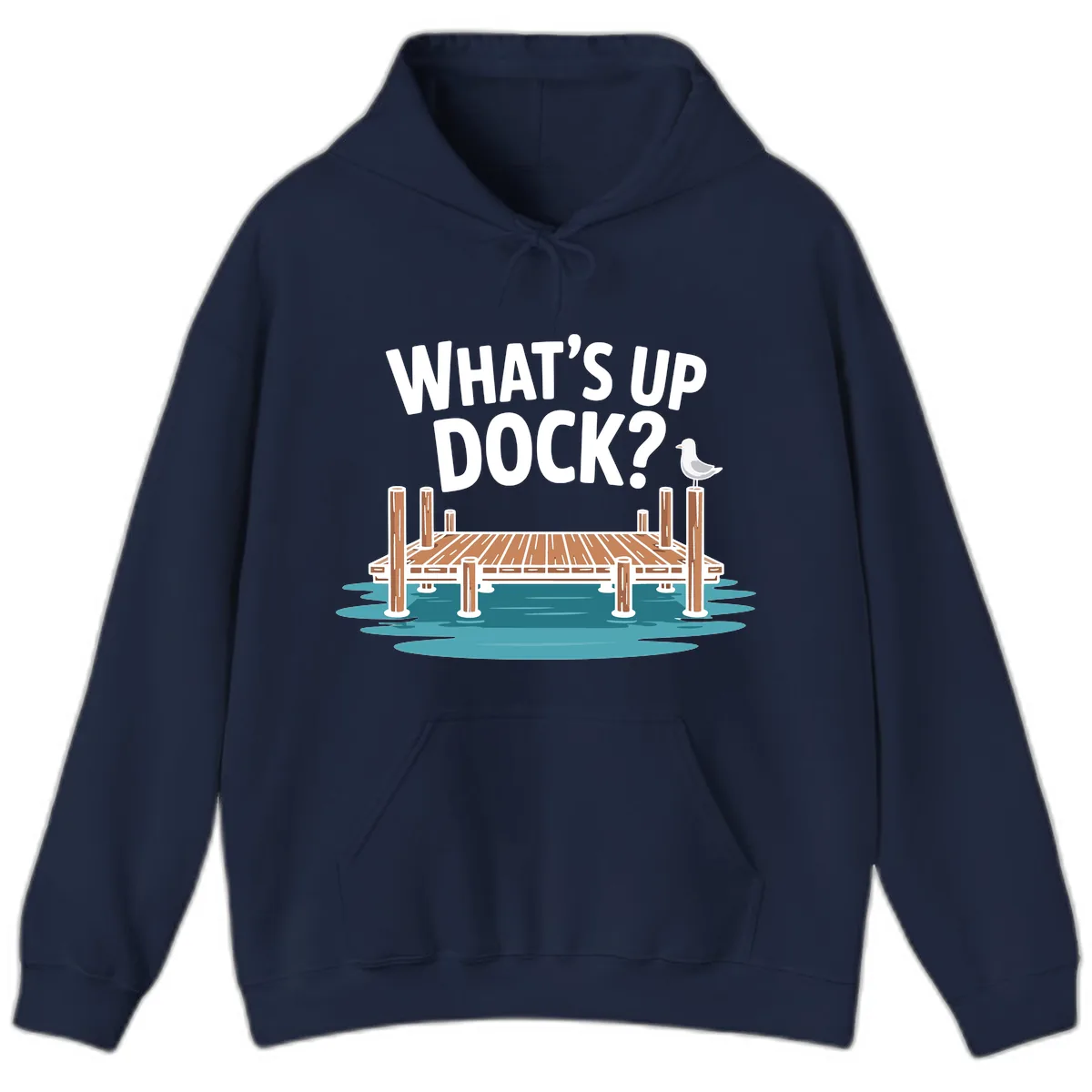 What's Up Dock Pun Design Hoodie in Navy