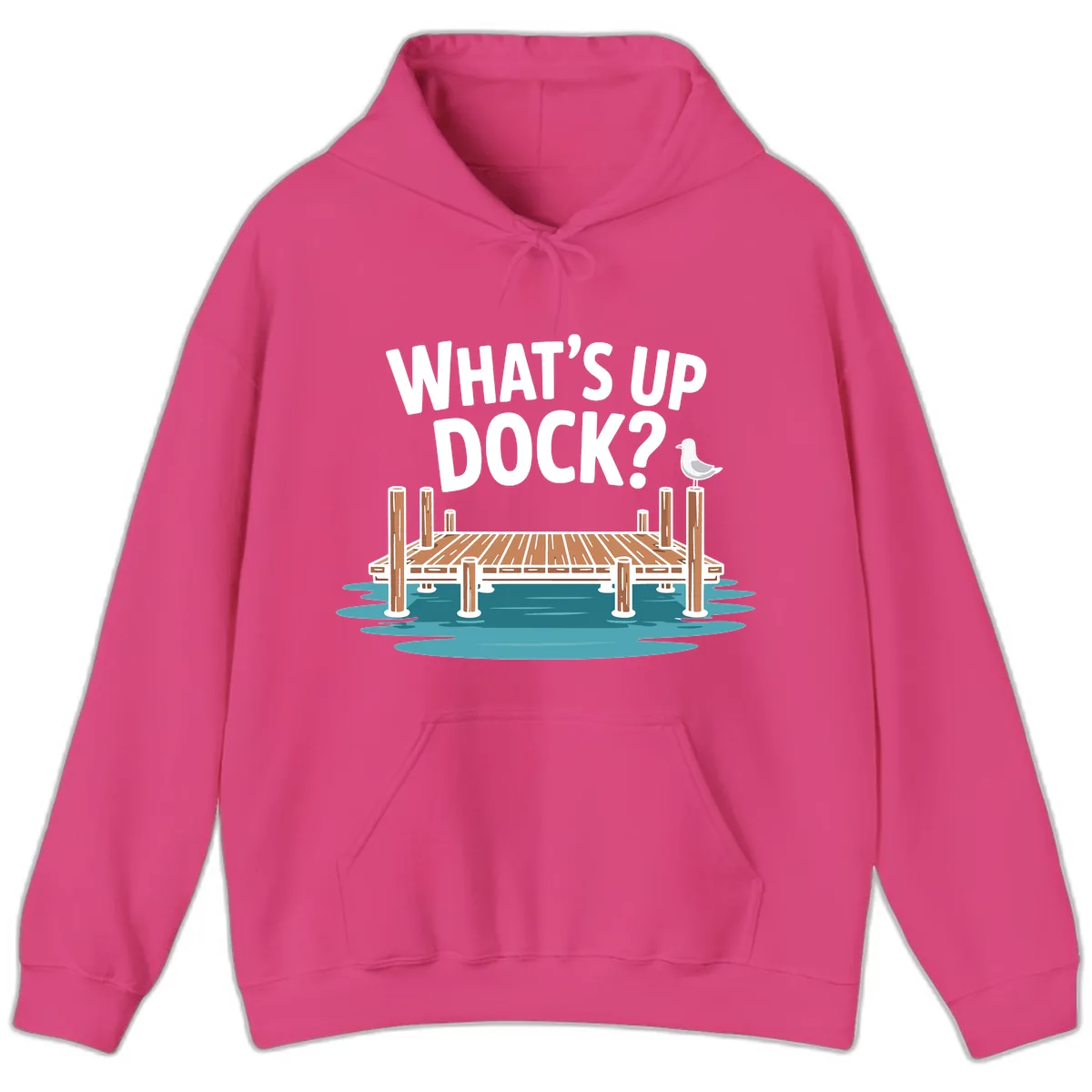 What's Up Dock Pun Design Hoodie in Heliconia