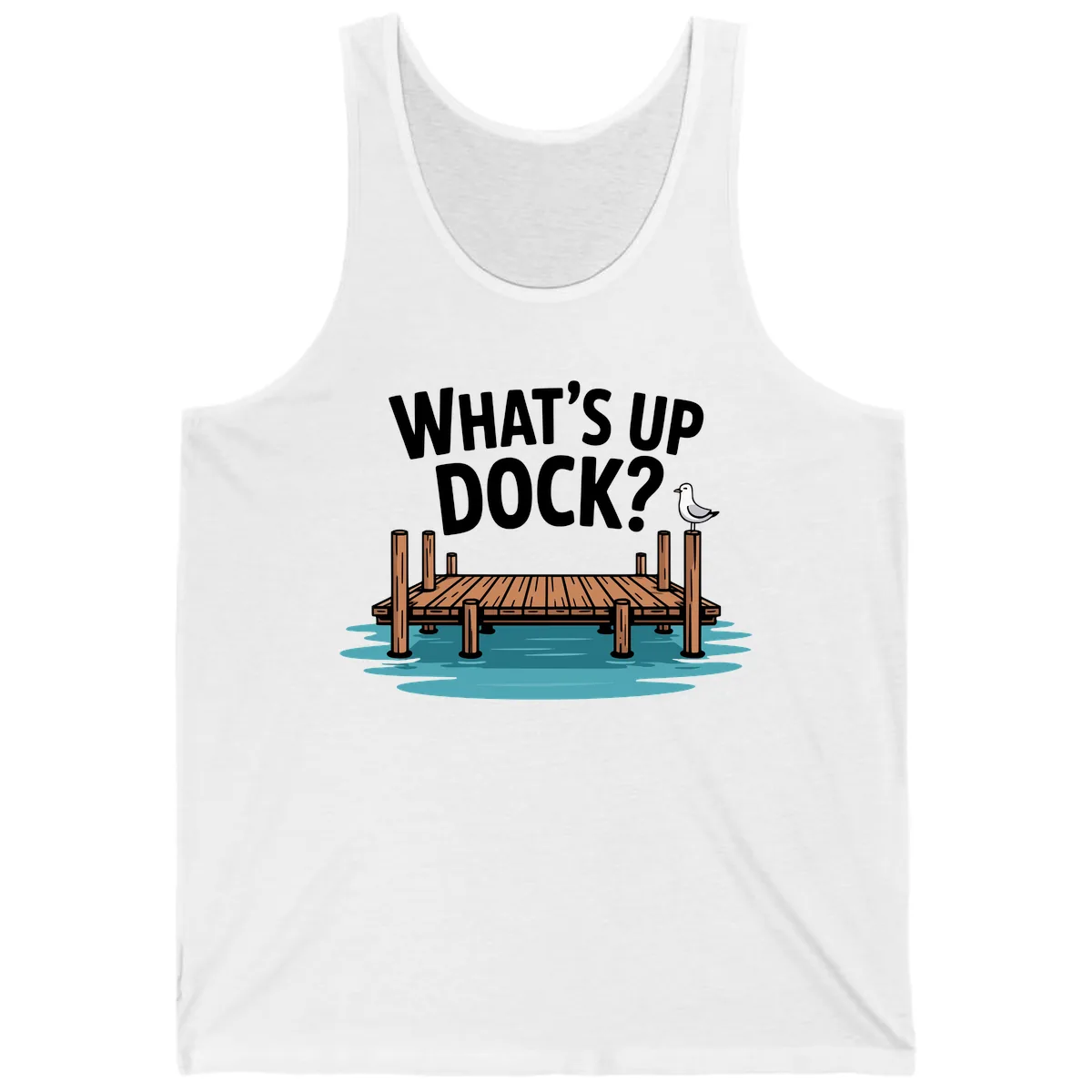 What's Up Dock Pun Design Tank in White