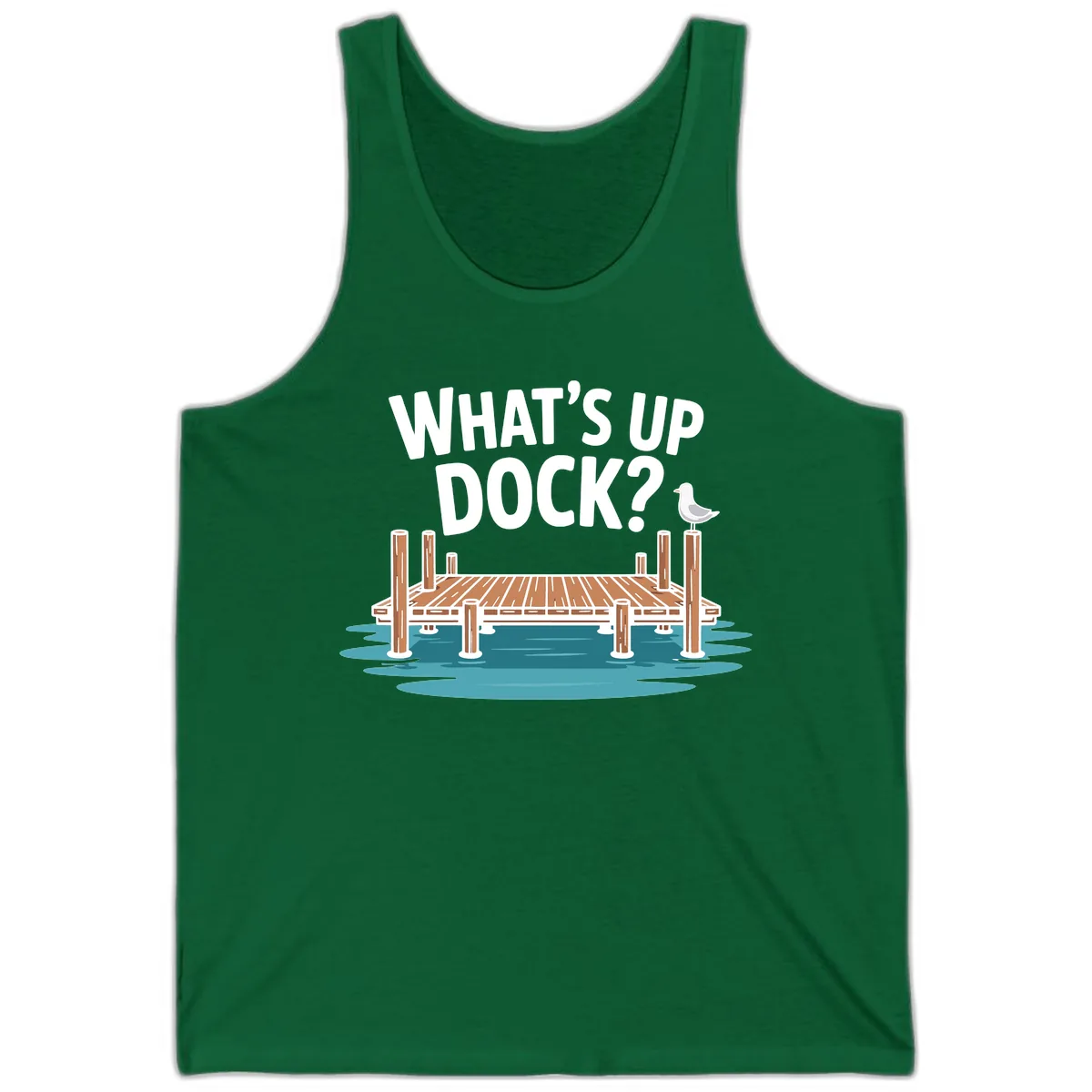 What's Up Dock Pun Design Tank in Kelly