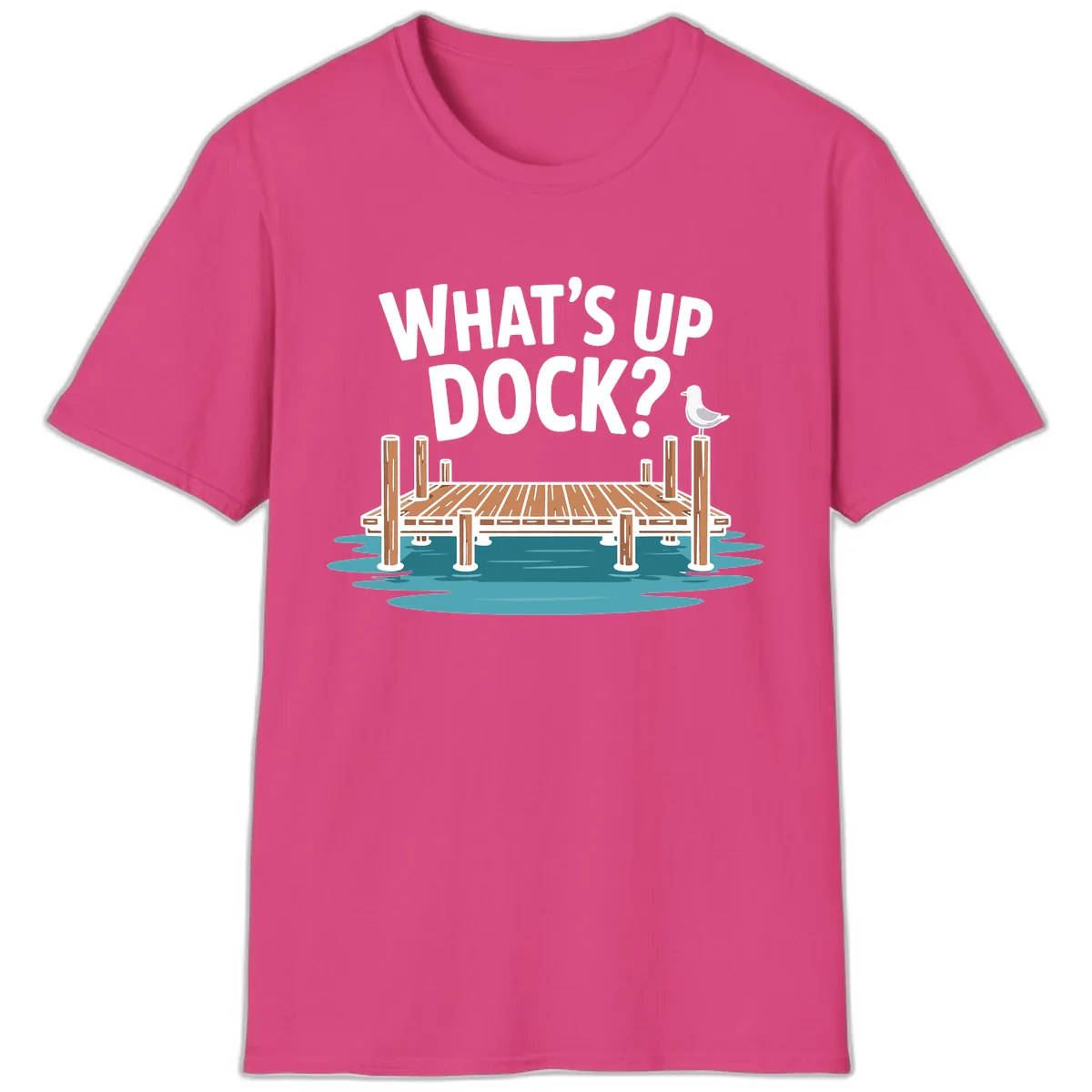 What's Up Dock Pun Design T-Shirt in Heliconia