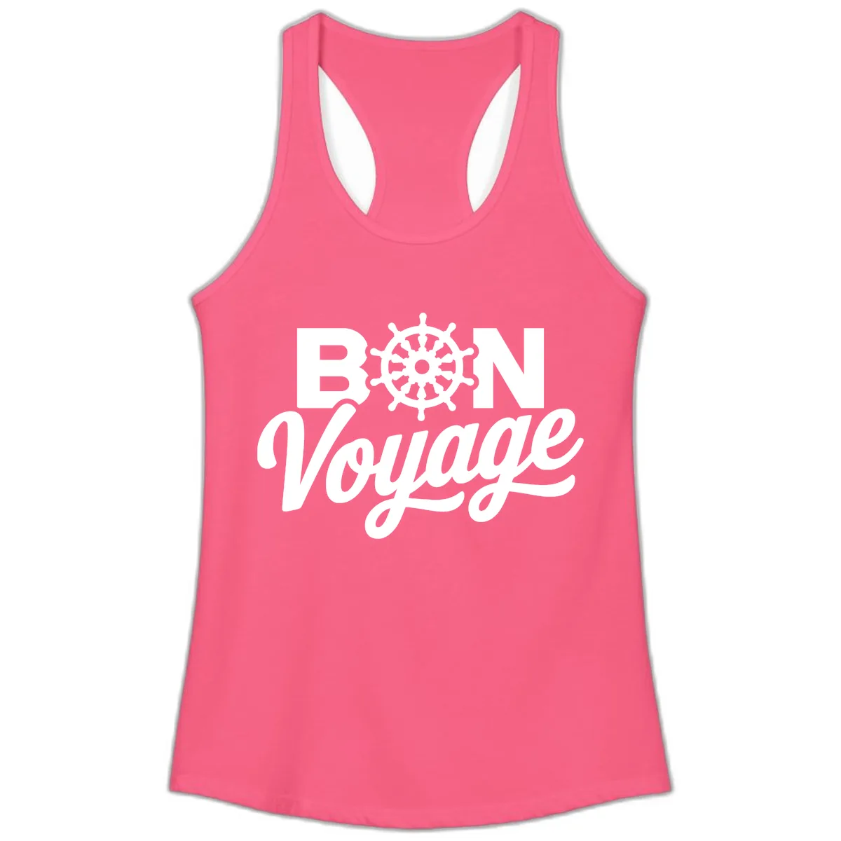 Bon Voyage Nautical Adventure Ladies Tank in Solid Hot Pink