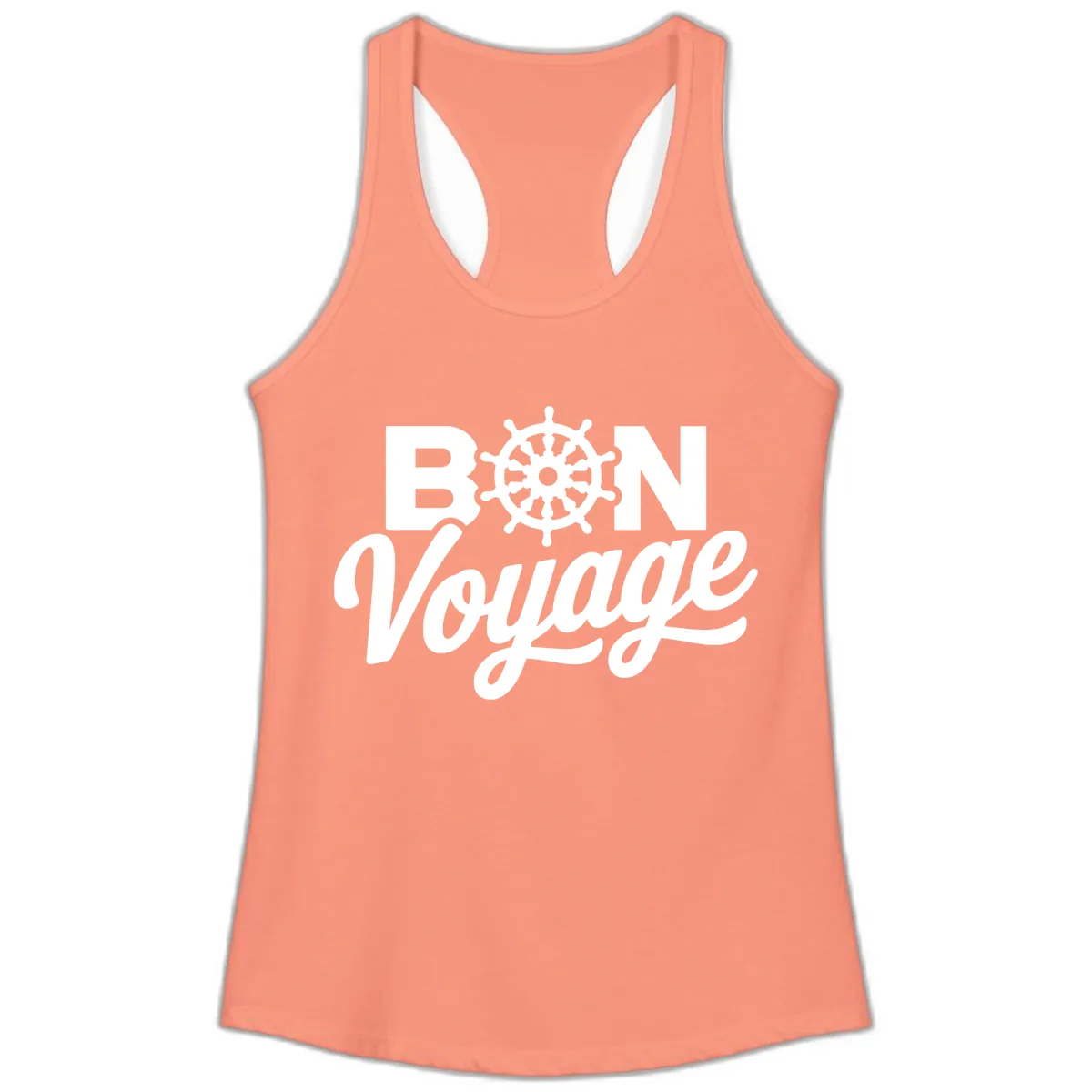 Bon Voyage Nautical Adventure Ladies Tank in Solid Light Orange