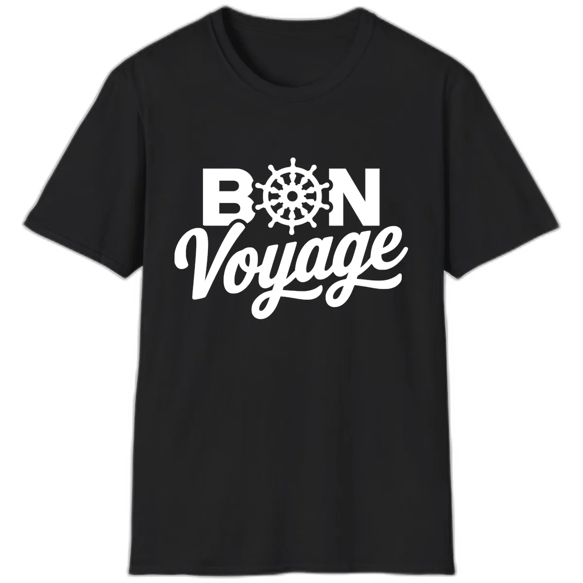 Bon Voyage Nautical Adventure T-Shirt in Black