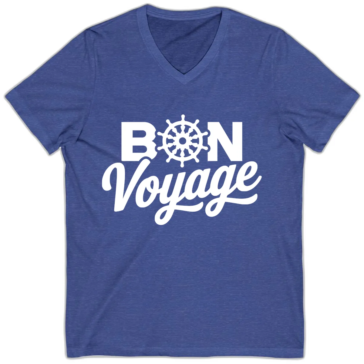 Bon Voyage Nautical Adventure V-Neck in Heather True Royal