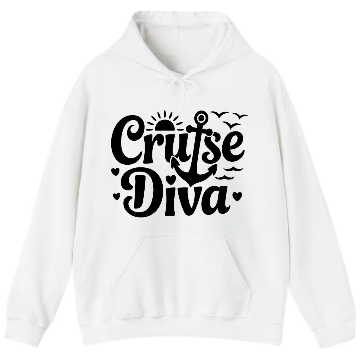 Cruise Diva Anchor Sun Design Hoodie in White