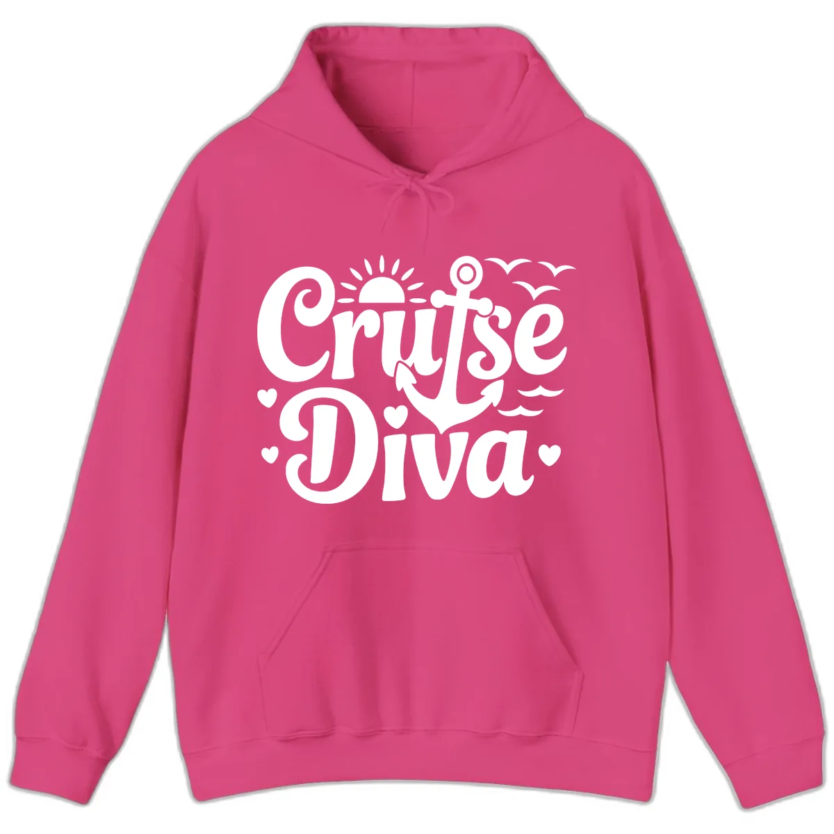 Cruise Diva Anchor Sun Design Hoodie in Heliconia