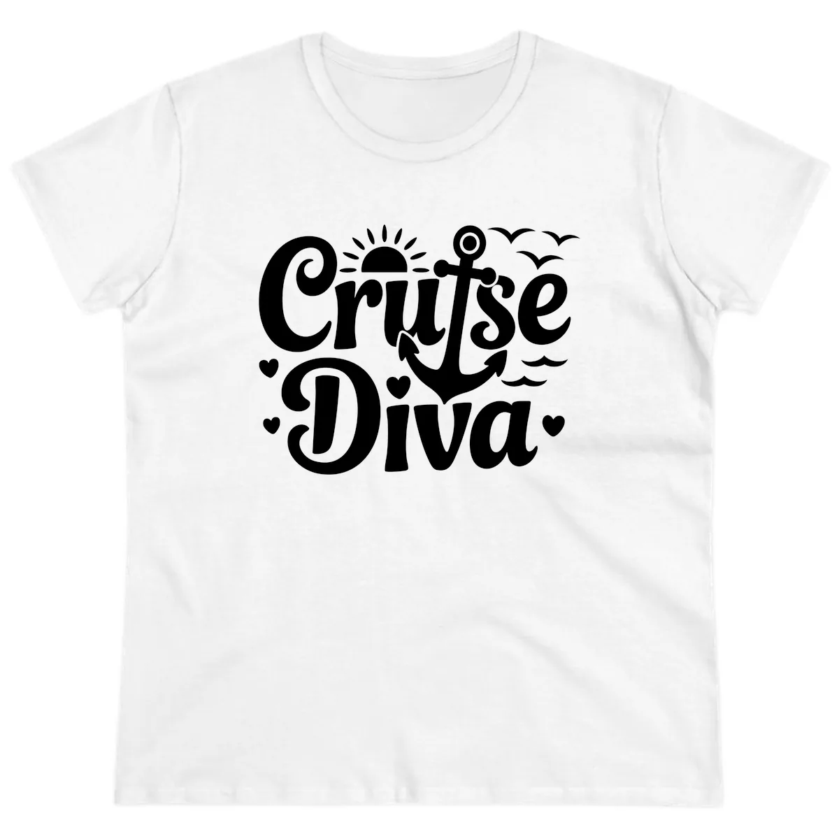 Cruise Diva Anchor Sun Design Ladies Tee in White